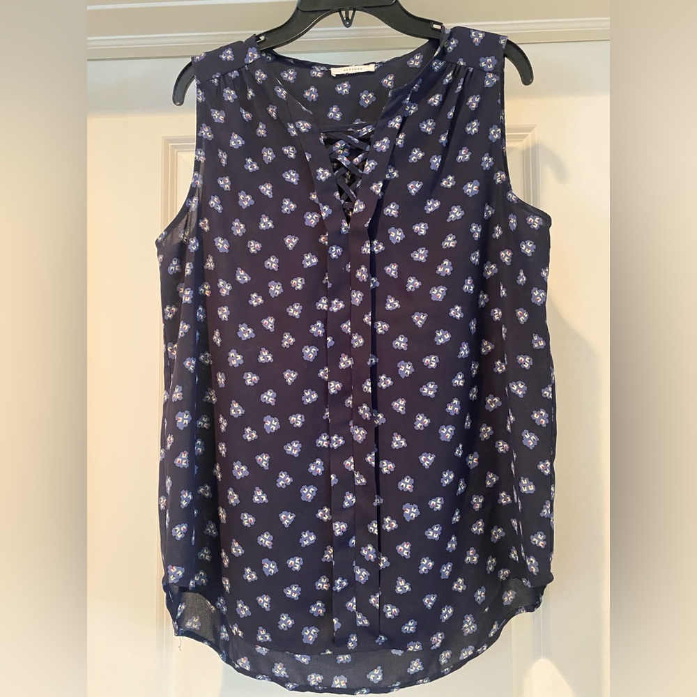 Women’s Pleione Sleeveless Top Tank - Navy Patterned Size Medium